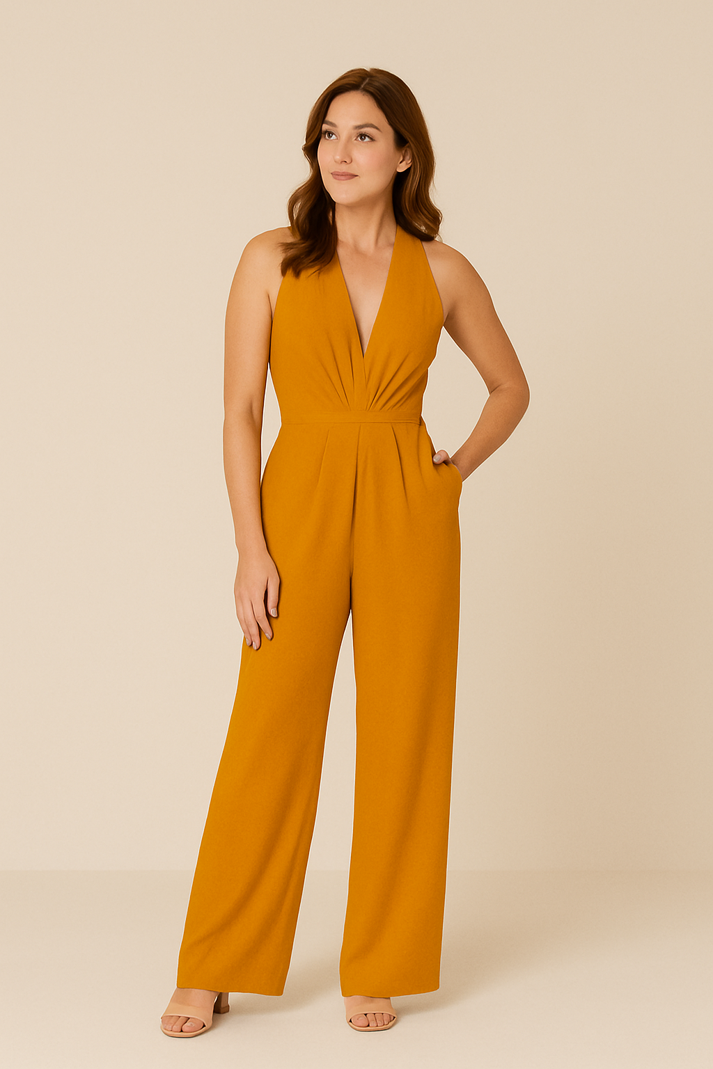 Aria | Women’s Sleeveless Jumpsuit – Deep V-Neck & Wide-Leg Elegant Fit