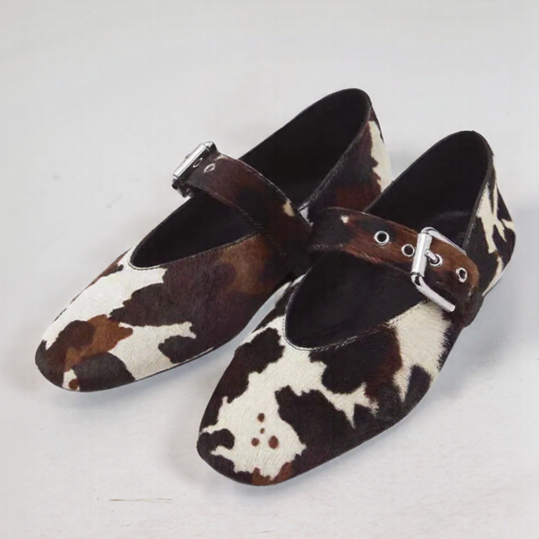 Bahia | Mary Jane Shoes – Cow Print and Retro Touch