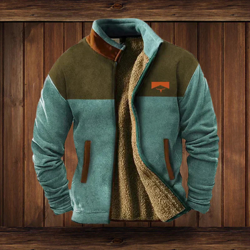 Blaise | Men’s Western-Style Winter Jacket – Fleece Lining & Ethnic Pattern for Cold-Weather Comfort