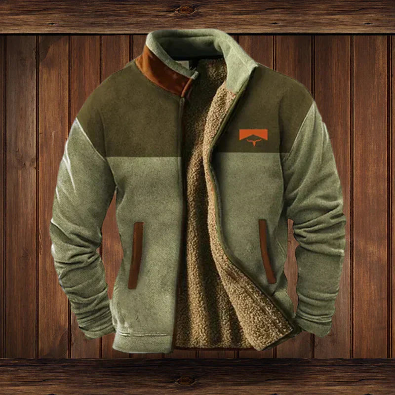 Blaise | Men’s Western-Style Winter Jacket – Fleece Lining & Ethnic Pattern for Cold-Weather Comfort