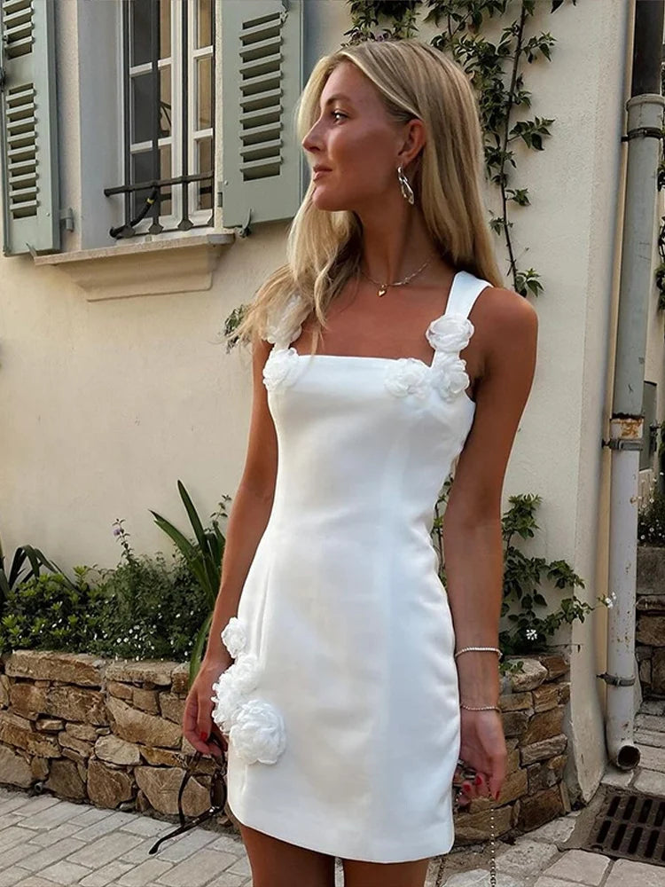 Lettie | Women’s Sculpting Mini Dress with 3D Floral Appliqués