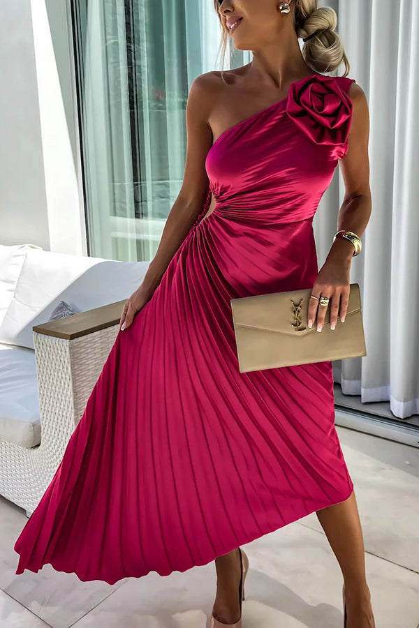 Mandy | Women’s One-Shoulder Pleated Maxi Dress