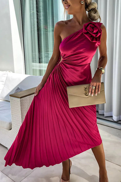 Mandy | Women’s One-Shoulder Pleated Maxi Dress