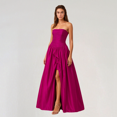 Anita | Flared Long Dress – Straight Neckline and Voluminous Hem