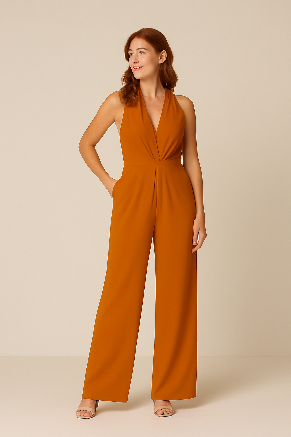 Aria | Women’s Sleeveless Jumpsuit – Deep V-Neck & Wide-Leg Elegant Fit