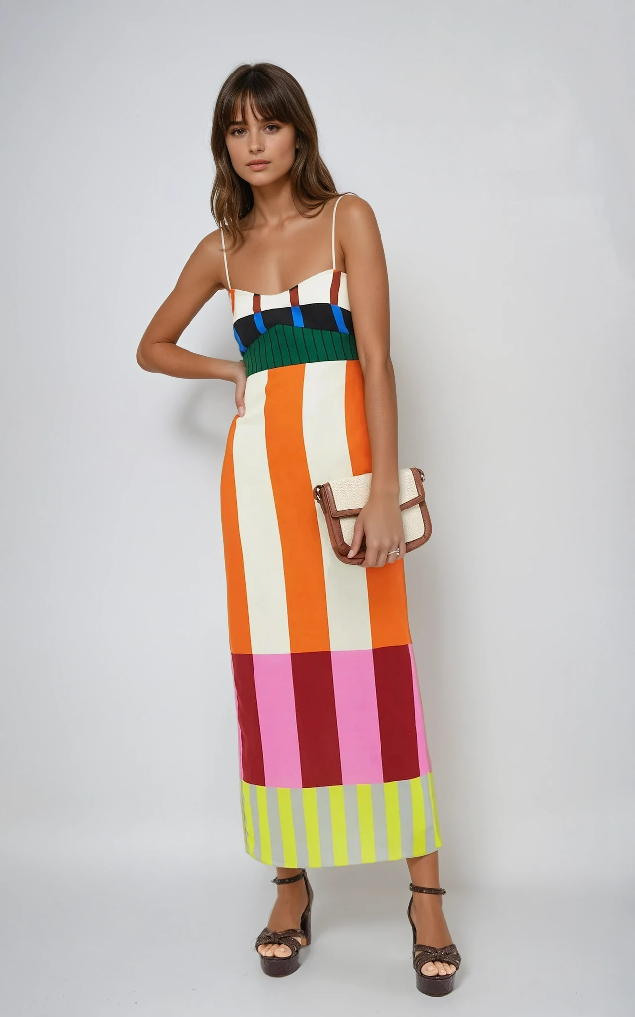 Steff | Women’s Colour-Blocked Midi Dress