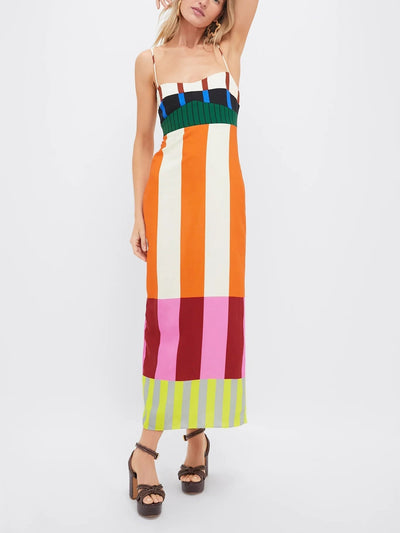 Steffi | Women’s Colour-Blocked Striped Midi Dress