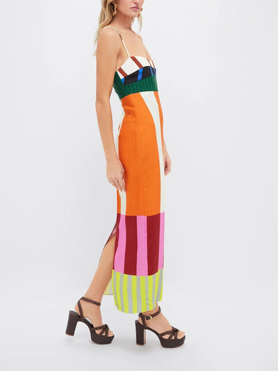 Steffi | Women’s Colour-Blocked Striped Midi Dress