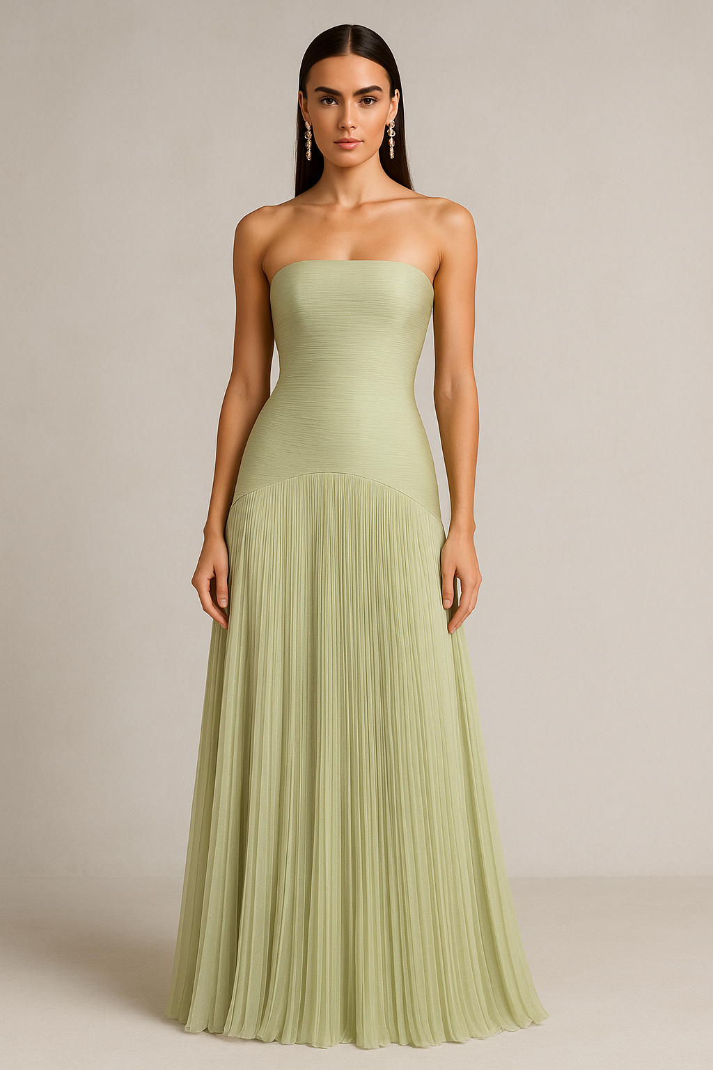 Josephire| Women’s Strapless Pleated Maxi Dress
