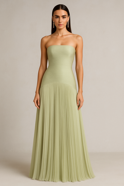 Josephire| Women’s Strapless Pleated Maxi Dress