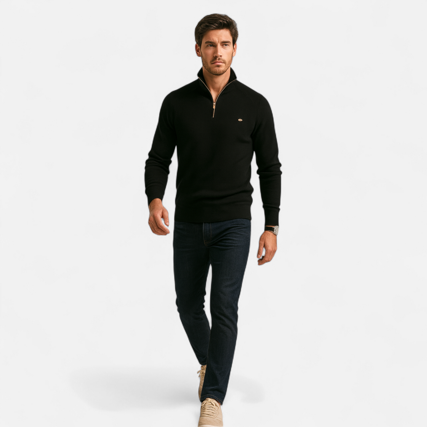 Breck | Men’s Cotton Zip Sweater – Refined Knitwear for the Season
