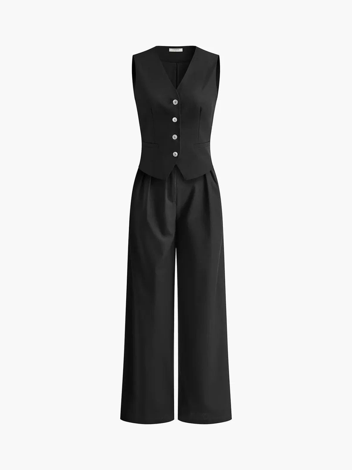 Gracely | Kvinders Cotton-Linen Vest & Wide-Leg Bukse Sæt