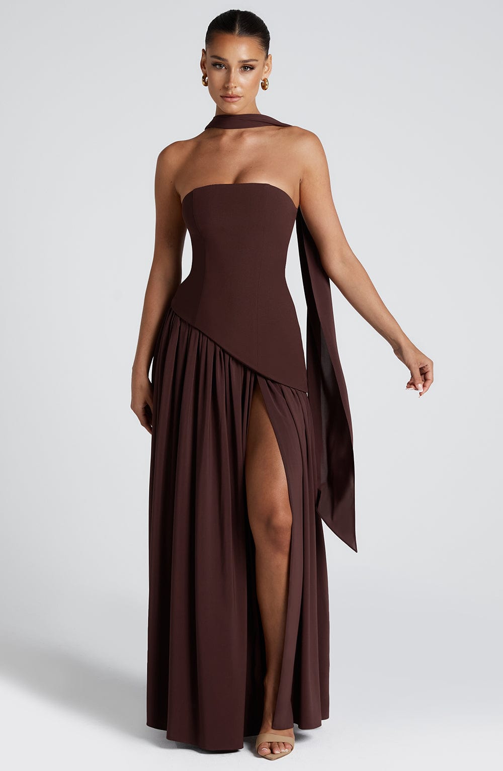Tessa | Women’s Strapless Front-Slit Maxi Dress
