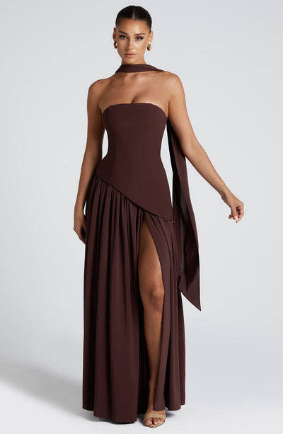Tessa | Women’s Strapless Front-Slit Maxi Dress