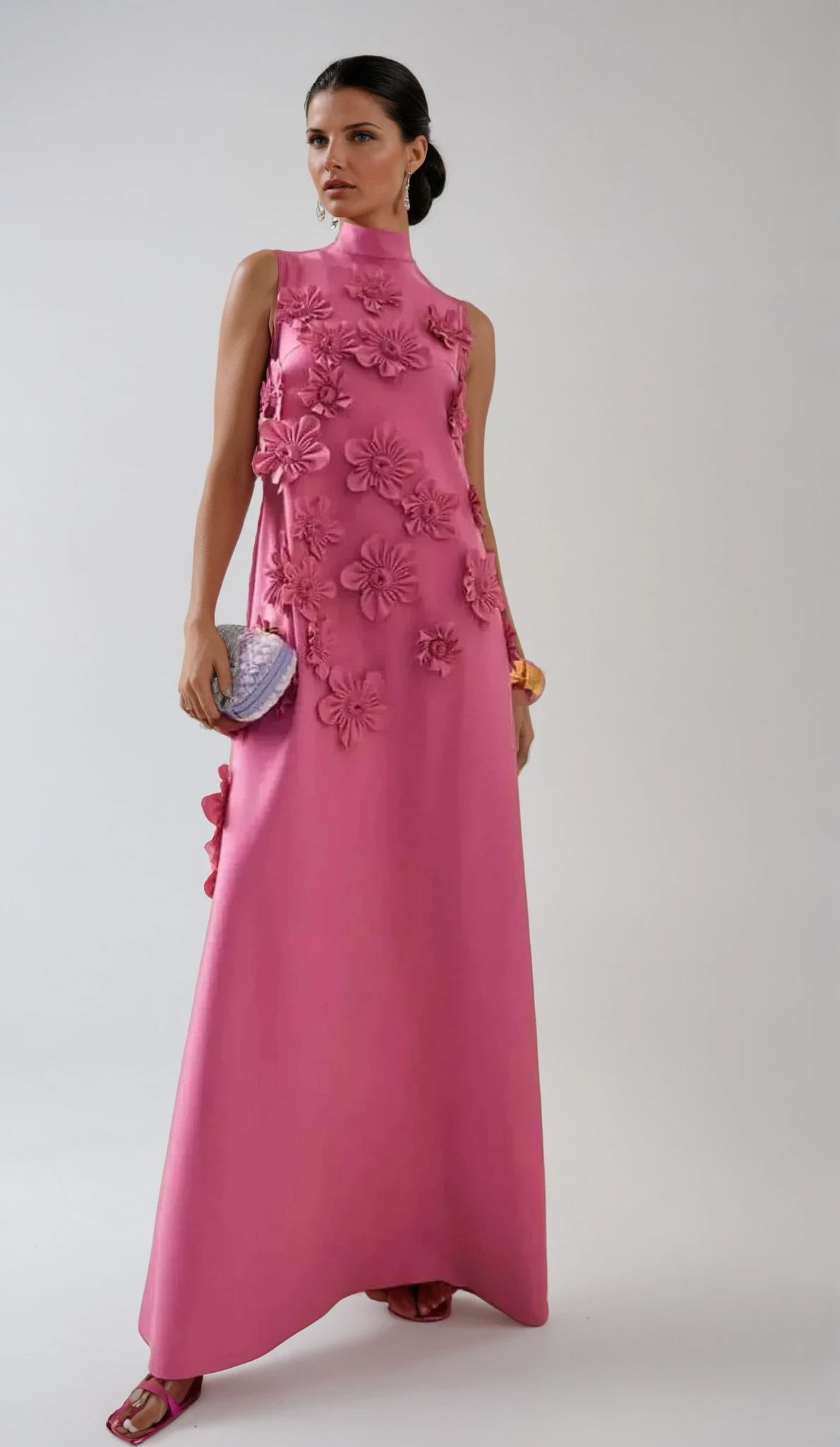 Florienne | Women’s 3D Floral Appliqué Maxi Dress