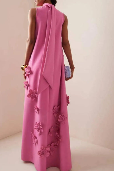 Florienne | Women’s 3D Floral Appliqué Maxi Dress