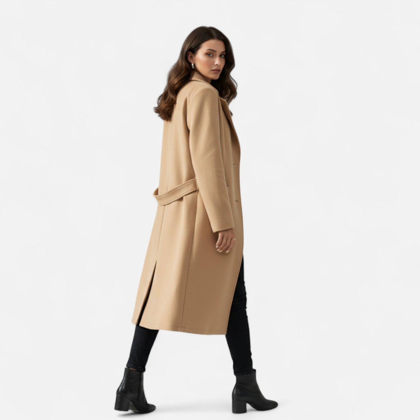 Arabella | Women’s Tweed Overcoat – Sophisticated Belted Design