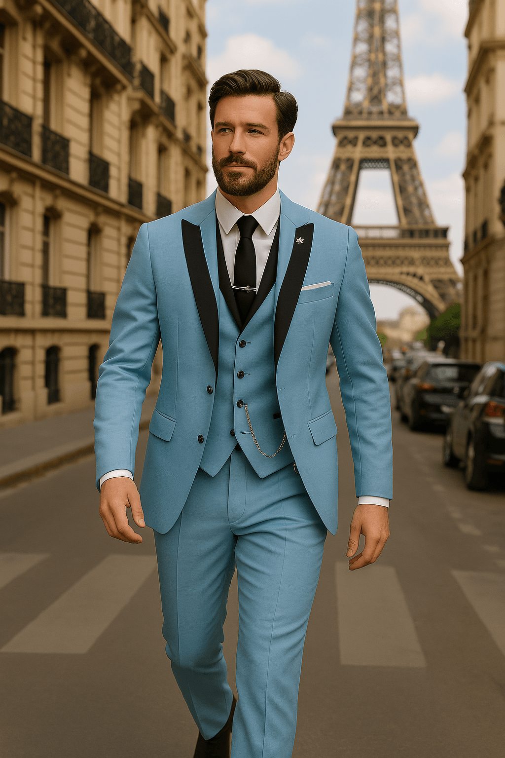 Thiago | Men’s 3-Piece Slim Fit Suit – Blazer, Waistcoat, and Trousers Set for Formal Events