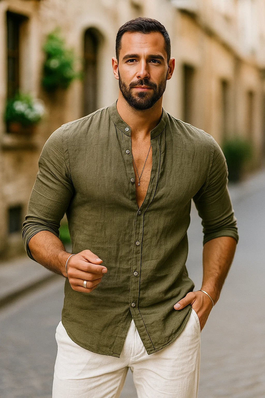 Aiden | Men’s 3/4 Sleeve Casual Shirt – Relaxed Fit for Effortless Style