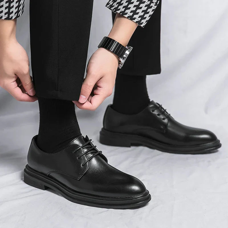 Axel | Men’s Black Patent Derby Dress Shoes – Formal Gloss Footwear