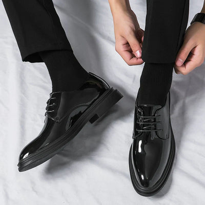 Axel | Men’s Black Patent Derby Dress Shoes – Formal Gloss Footwear