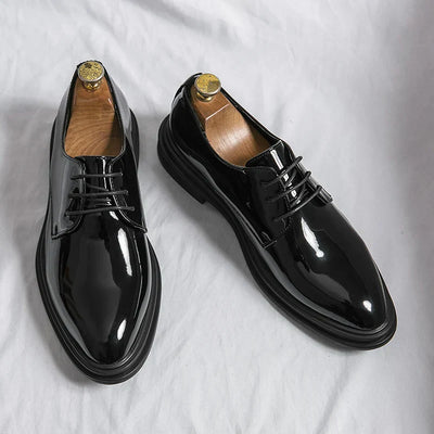 Axel | Men’s Black Patent Derby Dress Shoes – Formal Gloss Footwear