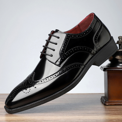 Christopher | Men’s Patent Brogue Dress Shoes – Classic Wingtip Elegance for Formal Wear