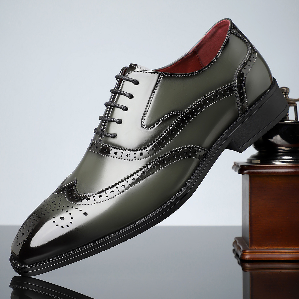 Christopher | Men’s Patent Brogue Dress Shoes – Classic Wingtip Elegance for Formal Wear