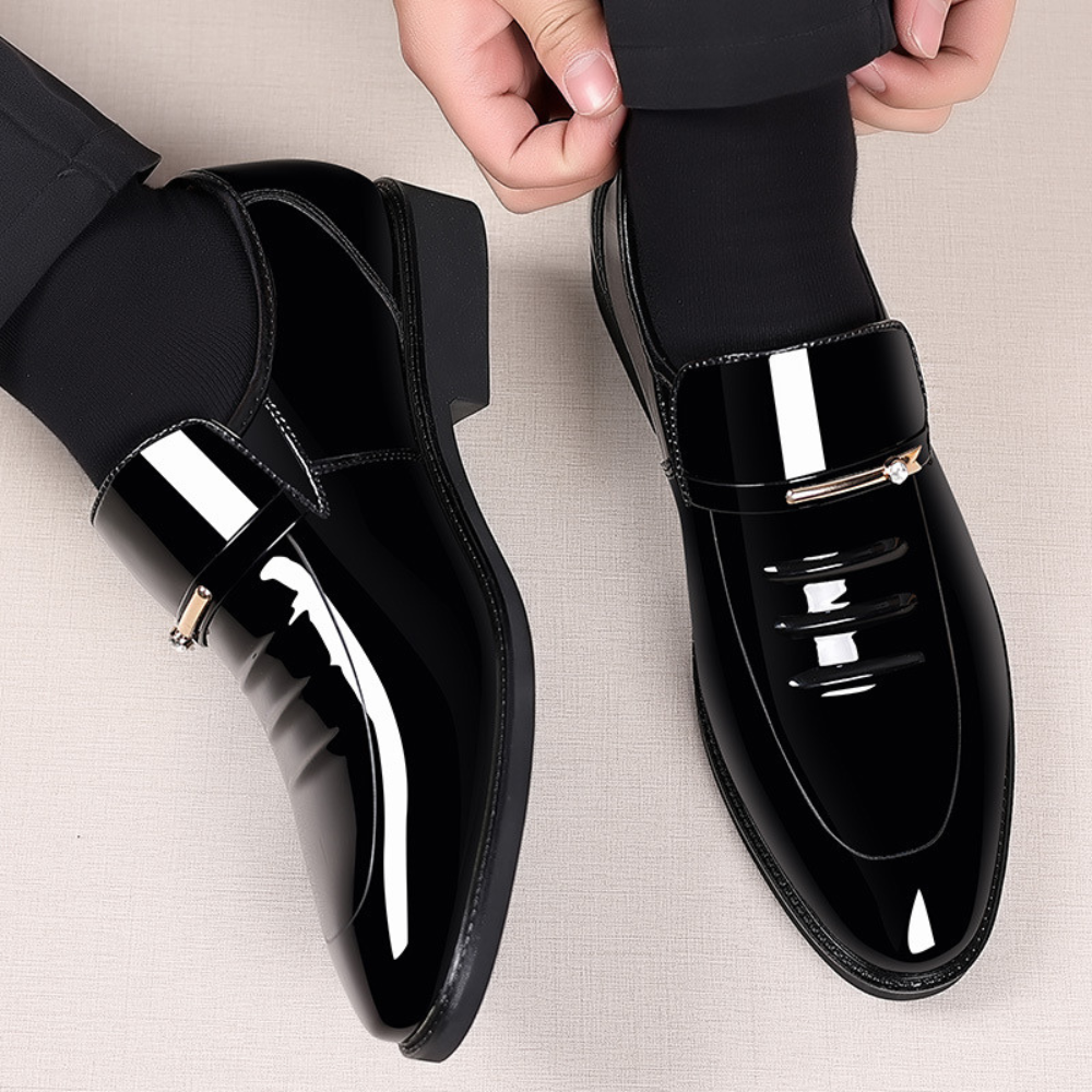 Andrew | Men’s Slip-On Dress Shoes – Glossy Formal Footwear