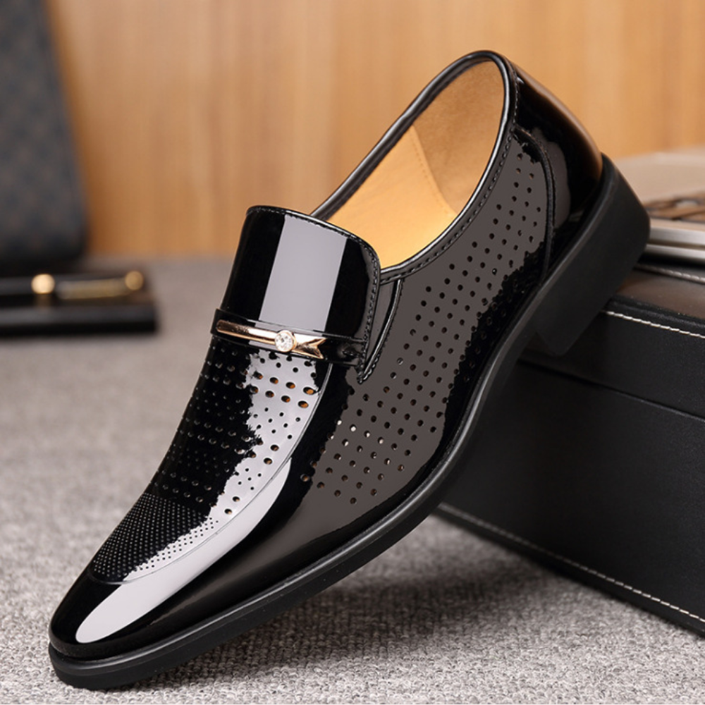 Andrew | Men’s Slip-On Dress Shoes – Glossy Formal Footwear