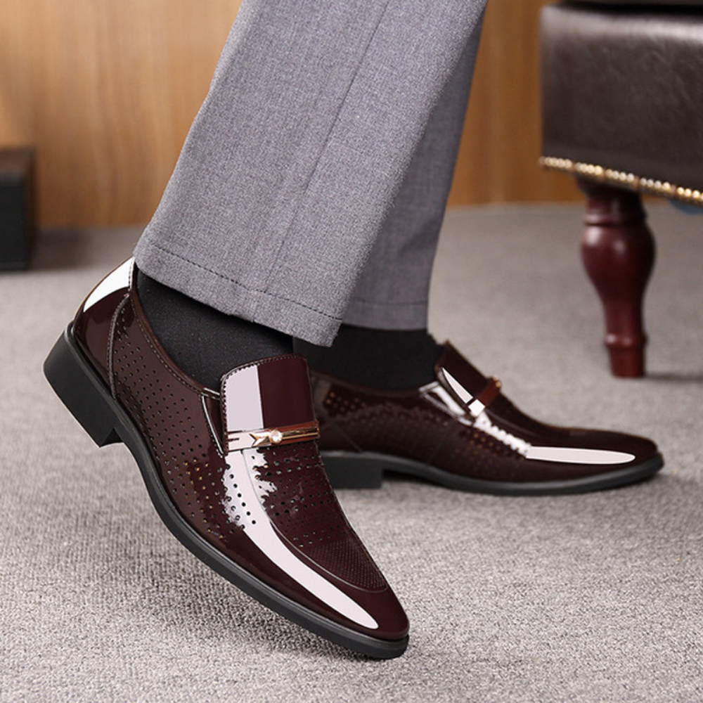 Andrew | Men’s Slip-On Dress Shoes – Glossy Formal Footwear