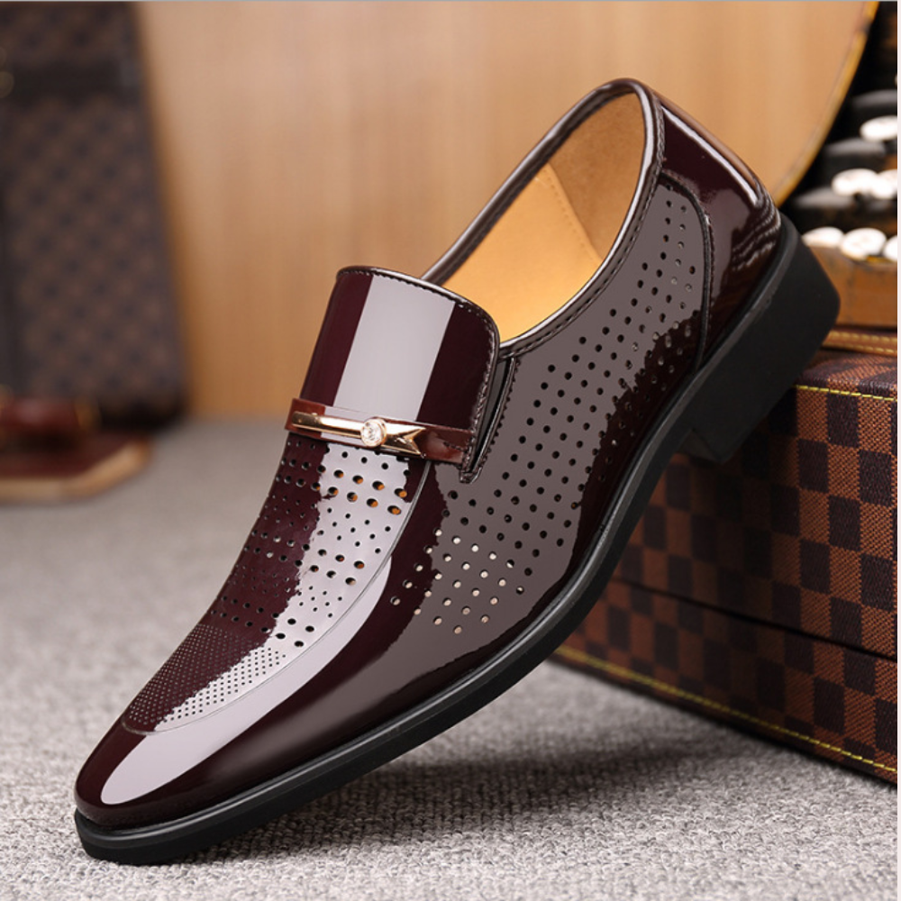 Andrew | Men’s Slip-On Dress Shoes – Glossy Formal Footwear