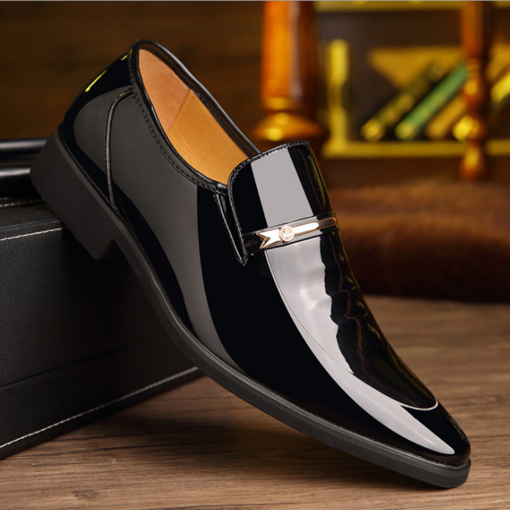 Andrew | Men’s Slip-On Dress Shoes – Glossy Formal Footwear