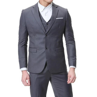 Aaron | Men’s Three-Piece Suit – Single-Button Black Formal Set