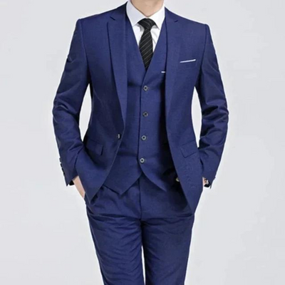 Aaron | Men’s Three-Piece Suit – Single-Button Black Formal Set