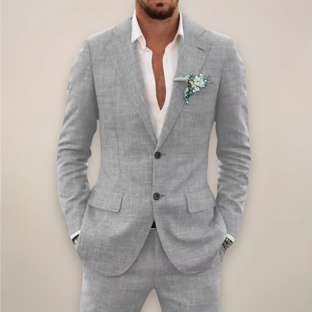 Cameron | Men’s Two-Piece Linen Suit – Single-Breasted Elegant Spring/Summer Set