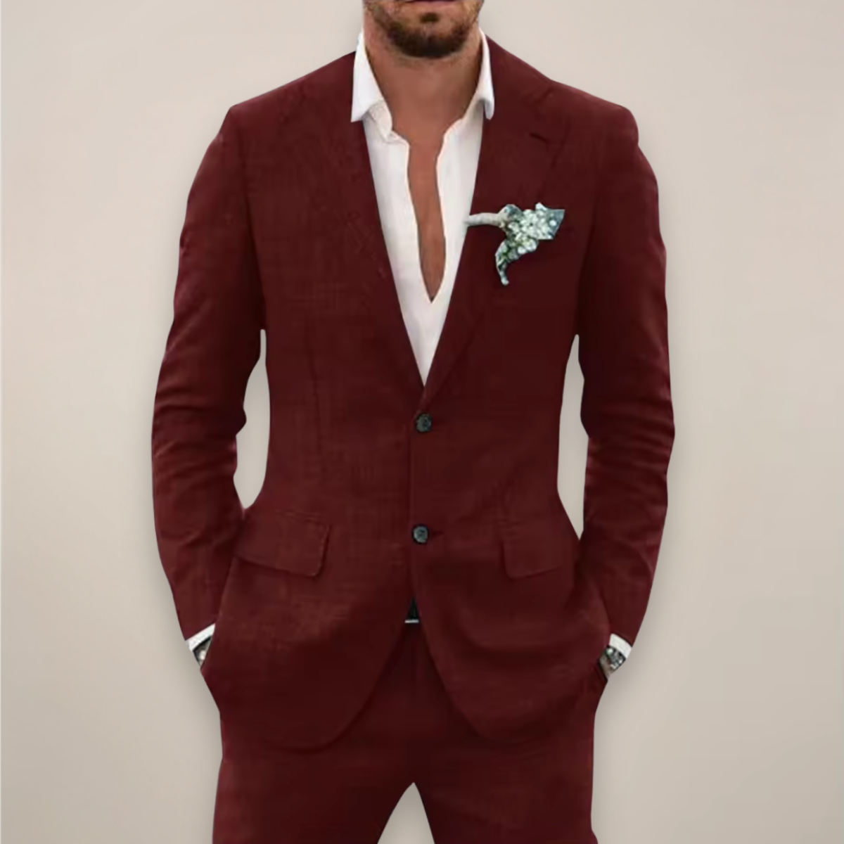 Cameron | Men’s Two-Piece Linen Suit – Single-Breasted Elegant Spring/Summer Set