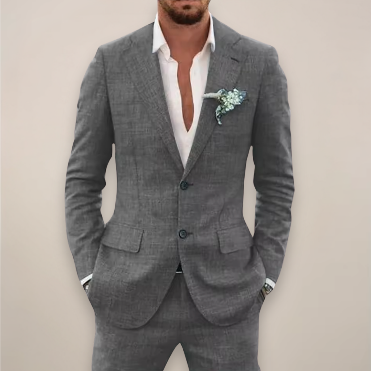 Cameron | Men’s Two-Piece Linen Suit – Single-Breasted Elegant Spring/Summer Set