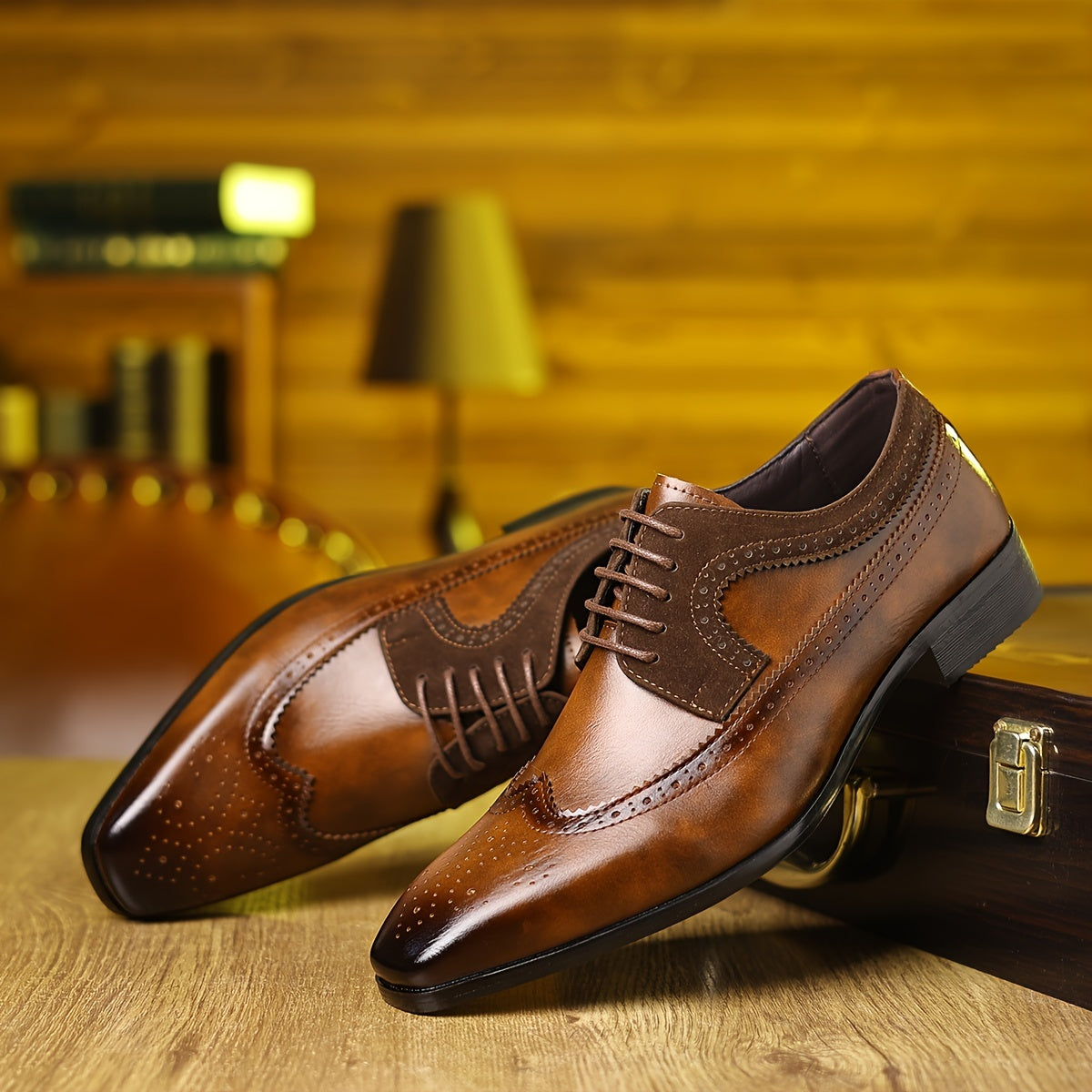Kai | Men’s Two-Tone Brogue Oxford Shoes – Wingtip Elegance for Formal Settings