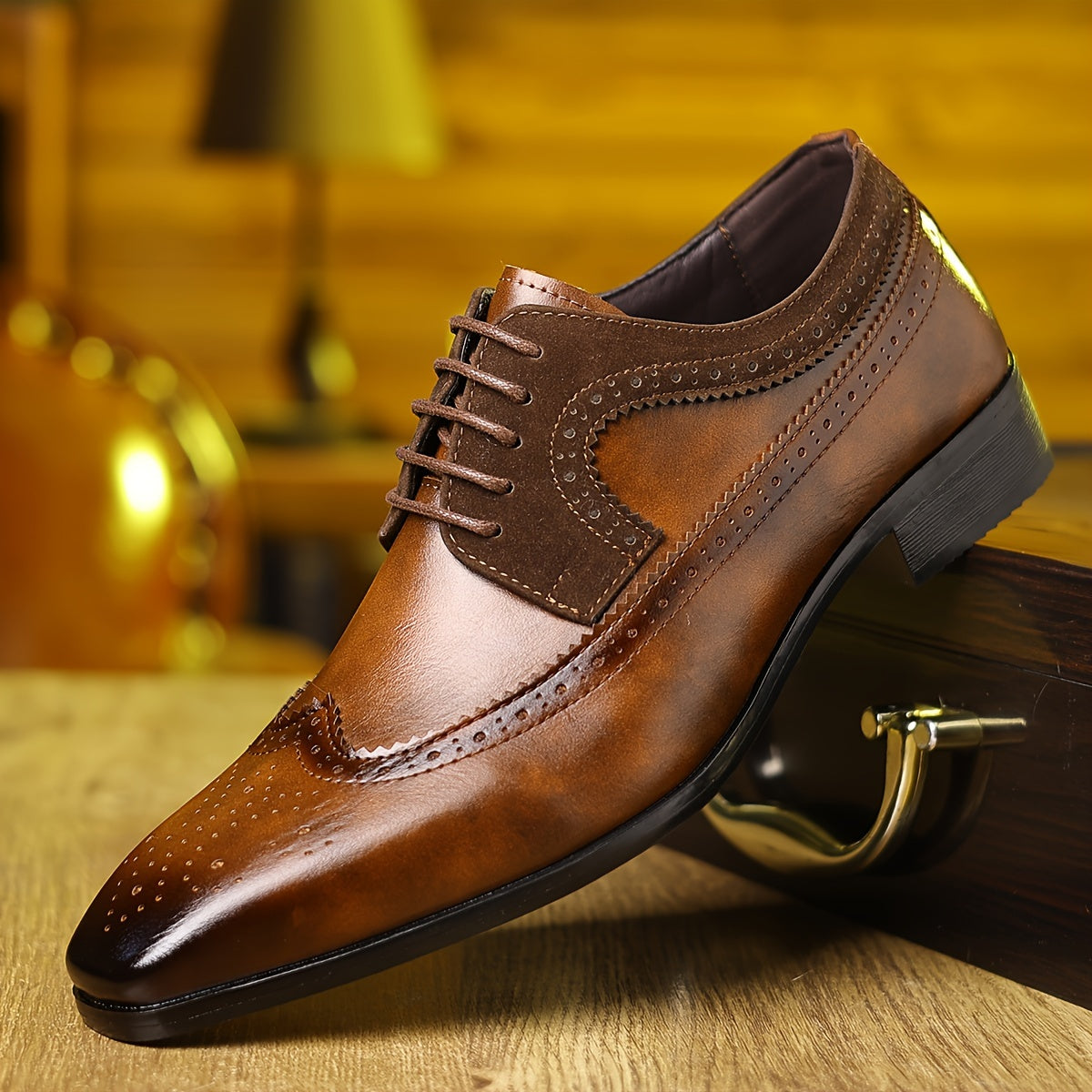 Kai | Men’s Two-Tone Brogue Oxford Shoes – Wingtip Elegance for Formal Settings