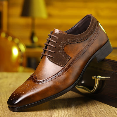 Kai | Men’s Two-Tone Brogue Oxford Shoes – Wingtip Elegance for Formal Settings