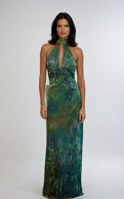 Monet Iris | Women’s Painterly Chiffon Maxi Dress