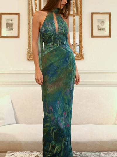 Monet Iris | Women’s Painterly Chiffon Maxi Dress