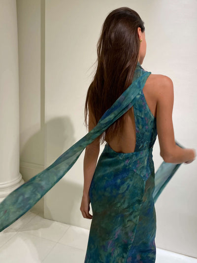 Monet Iris | Women’s Painterly Chiffon Maxi Dress