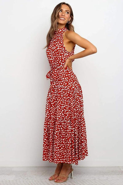 Alina | Polka Dot Halter Midi Sundress