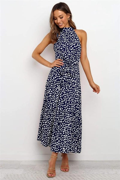 Alina | Polka Dot Halter Midi Sundress