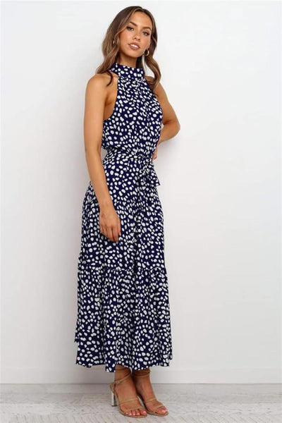Alina | Polka Dot Halter Midi Sundress