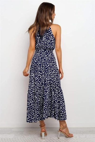 Alina | Polka Dot Halter Midi Sundress