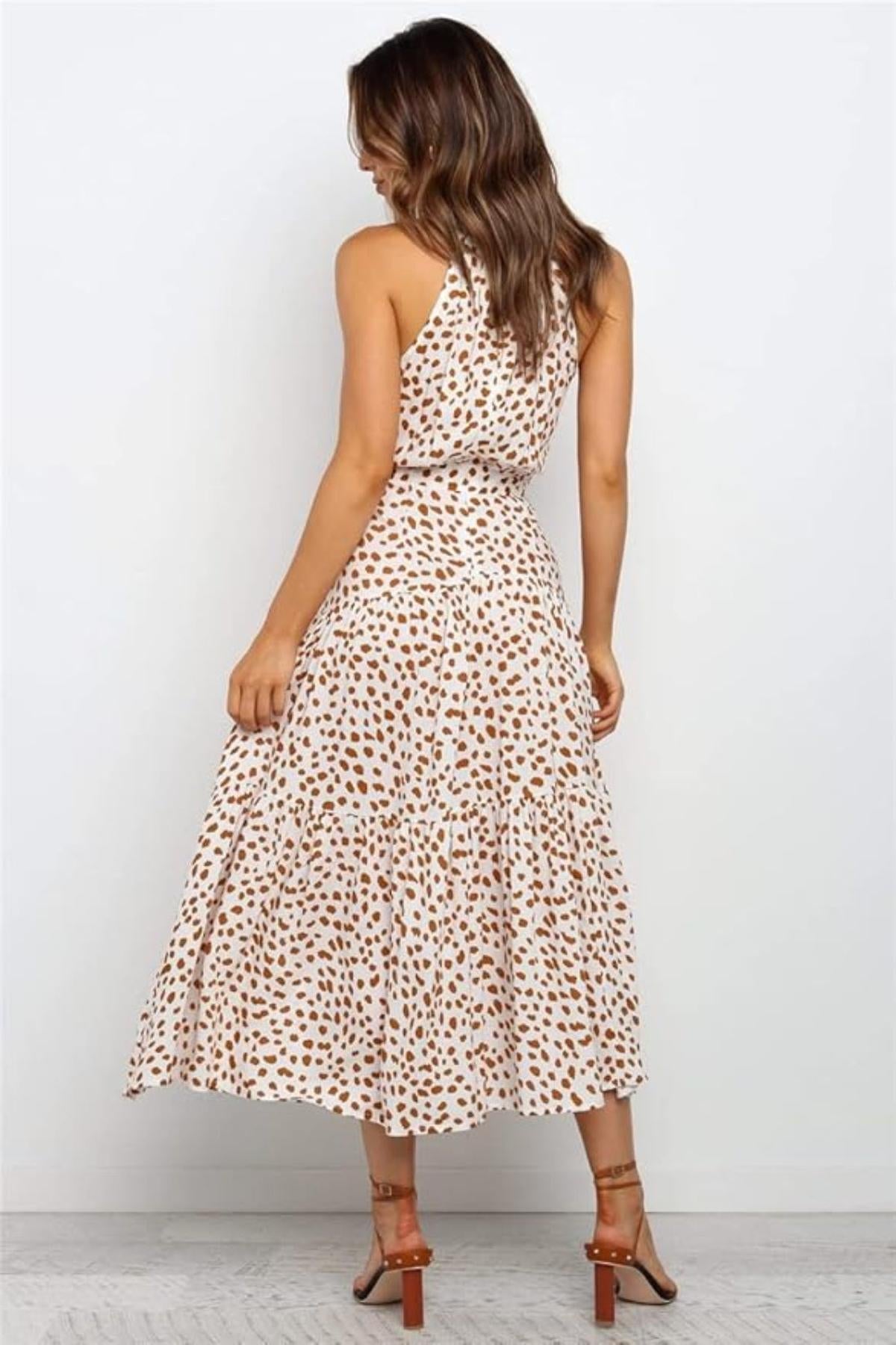 Alina | Polka Dot Halter Midi Sundress