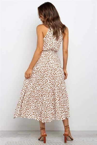 Alina | Polka Dot Halter Midi Sundress